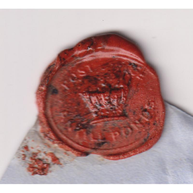 (AT15046) TASMANIA · 1874: folded Letter Bill to Green Ponds in an unusually fine condition bearing an intact wax impression of the ANTILL PONDS Crown Seal on the outside. (2 images)