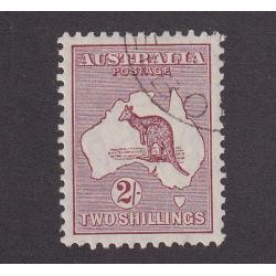 (BB10112) AUSTRALIA · 1929: finely c.t.o. 2/- maroon Roo (SM Wmk) BW 39Aw · tiny clear hinge remnant · VF condition front/reverse · c.v. AU$125 (2 images)