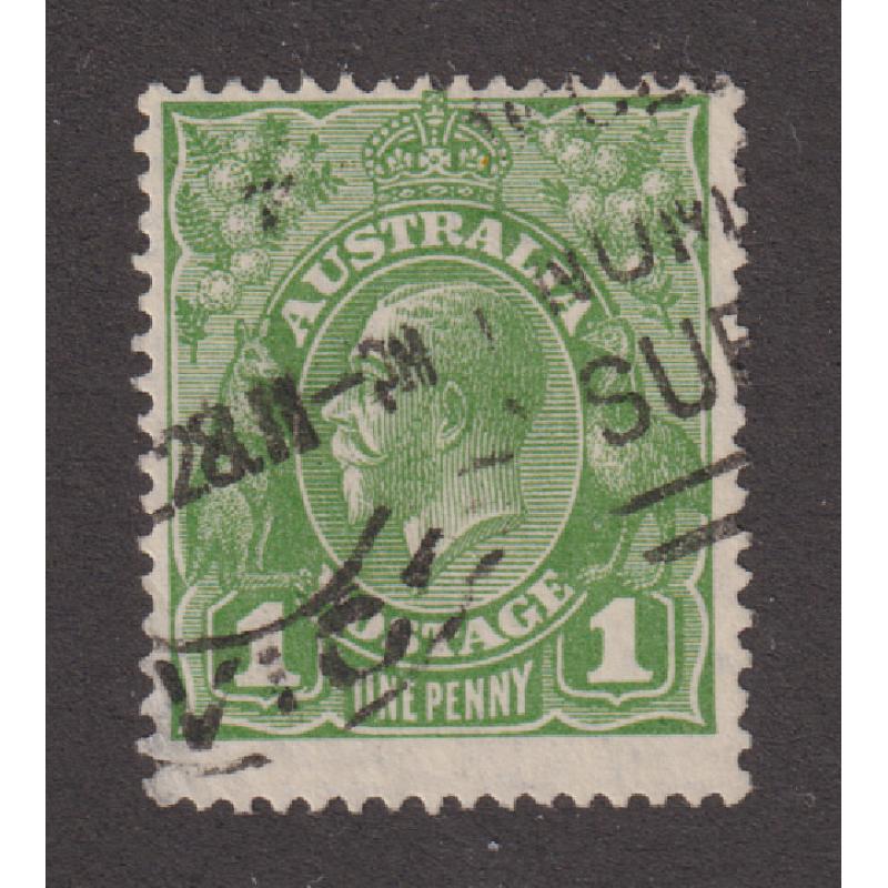 (BB1127) AUSTRALIA · 1928: commercially used Die II 1d green KGV defin (SM Wmk · perf. 13½x12½) SG 95b · c.v. £80