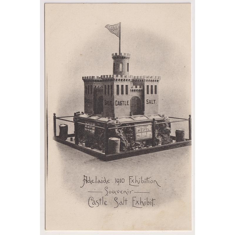 (BB1144) SOUTH AUSTRALIA · 1910: unused ADELAIDE 1910 EXHIBITION souvenir postcard showing the CASTLE SALT EXHIBIT · several light marks on verso o/wise in fine condition