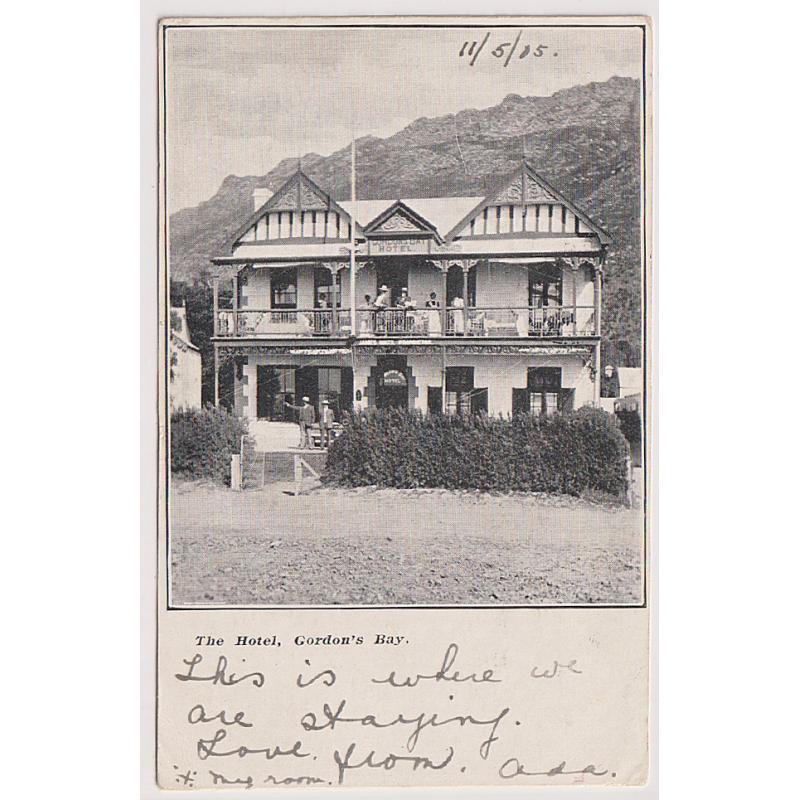 (BB1975) CAPE of GOOD HOPE  1905: undivided back postcard advertising the GORDON'S BAY HOTEL mailed (underpaid) from there to Tasmania · tax h/s and arrival cds · excellent to fine condition