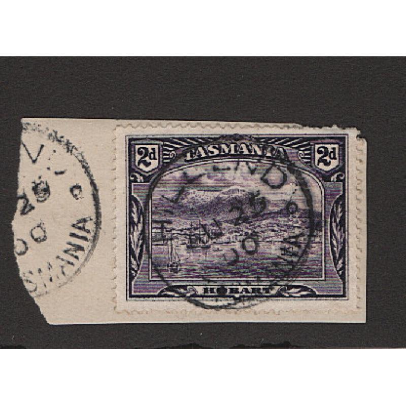 (BL15045) TASMANIA · 1900: a clear strike of the HILLEND Type 1 cds on a 2d Pictorial franked piece · postmark is rated RR-(10)