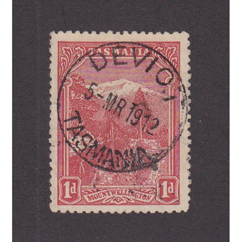 (BL1601) TASMANIA · 1912: an A1 quality strike of the DEVIOT Type 2a cds on a 1d Pictorial · postmark is rated R(8)