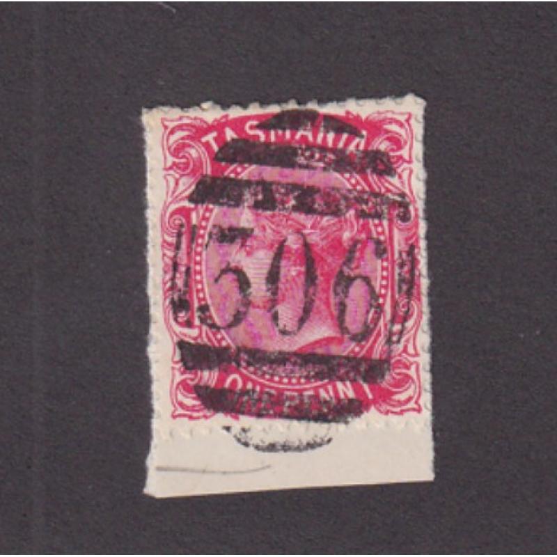 (BL1635) TASMANIA · a full clear example of BN306 (used at UPPER TEA TREE) ties a 1d QV S/face to piece · postmark is rated RRR