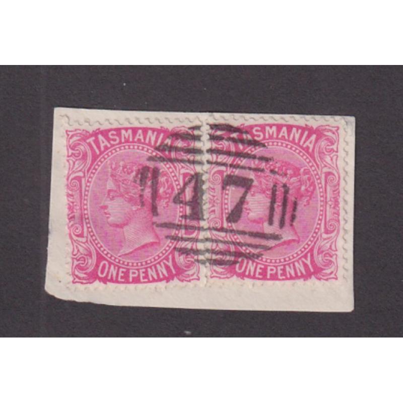 (BL1637) TASMANIA · a full clear impression of BN47 (used at JERUSALEM LOWER) on a 1d QV S/face franked piece · postmark is rated RRR