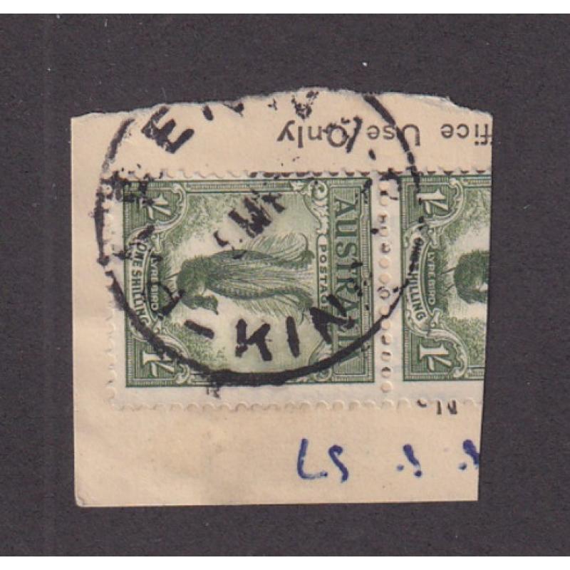 (BL1640) TASMANIA · c.1950: an obvious example of the PARENNA KING IS Type 4 cds on a telegram clipping · postmark is rated 4R