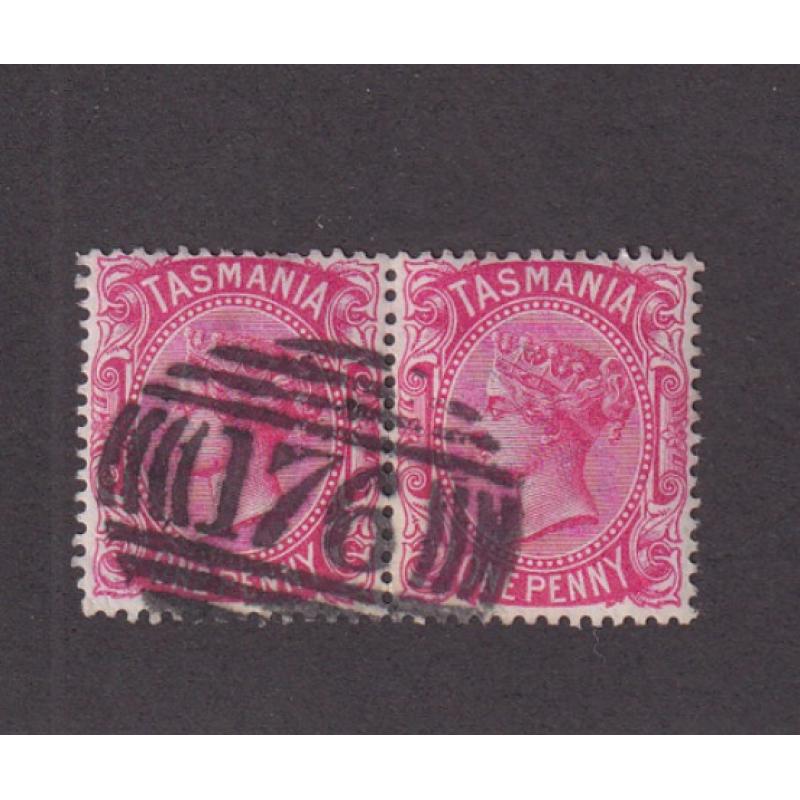 (BL1642) TASMANIA · a bold strike of BN176 (used at CRADOC) on a pair of 1d QV S/face · postmark is rated RRR