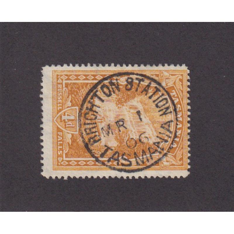 (BL1650) TASMANIA · 1906: a full clear strike of the BRIGHTON STATION Type 1 cds on a 4d Pictorial ..... scarce on this stamp