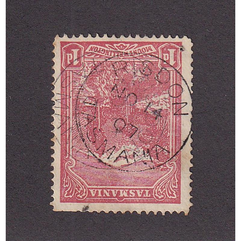 (BL1676) TASMANIA · 1907: a clear strike of the RISDON Type 1 cds on a 1d Pictorial · postmark is rated RR-(10)