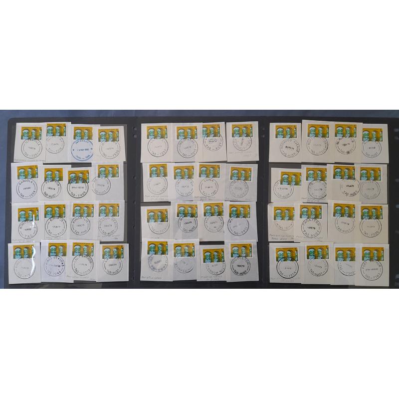 (BL1682L) TASMANIA · 1978/80: 9 double sided Hagners housing 170 mainly different 'per favour' postmarks which were 'in use' across the state during the period · includes 'rated' and 'last day' strikes  (6 images)