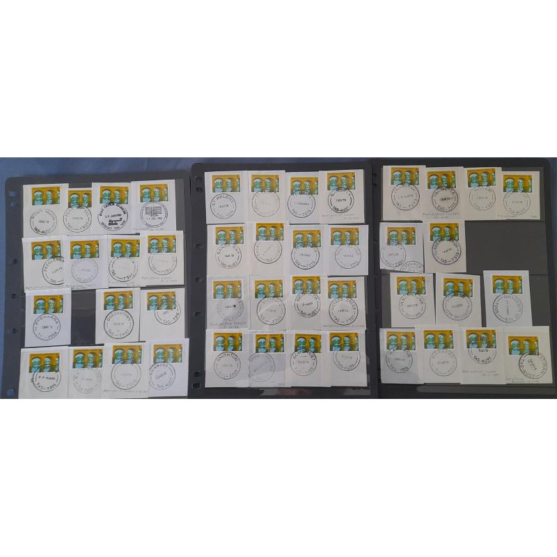 (BL1682L) TASMANIA · 1978/80: 9 double sided Hagners housing 170 mainly different 'per favour' postmarks which were 'in use' across the state during the period · includes 'rated' and 'last day' strikes  (6 images)