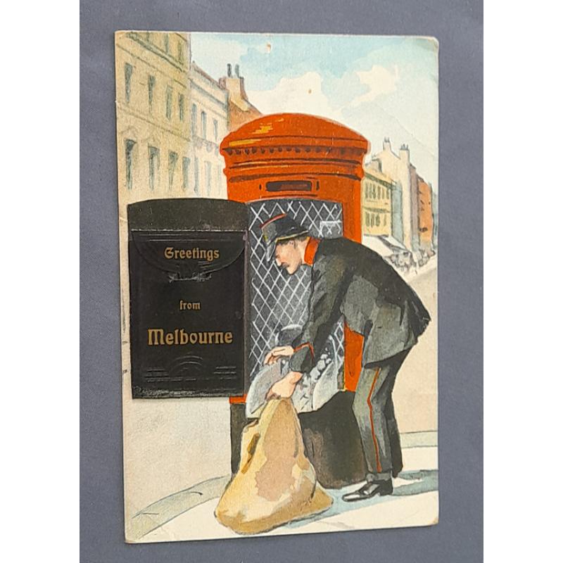 (CE1013) VICTORIA · 1914: used "Budget: novelty card · GREETINGS FROM MELBOURNE · foldout pictures are missing · excellent condition o/wise · $5 STARTER!!