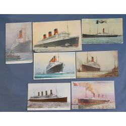 (CR1020L) GREAT BRITAIN · 1900s/60s: 24 diff printed and real photo postcards featuring various LINERS operated by Cunard and Cunard White Star Lines · the majority of cards are unused · condition ranges from VG to VF (3 images)