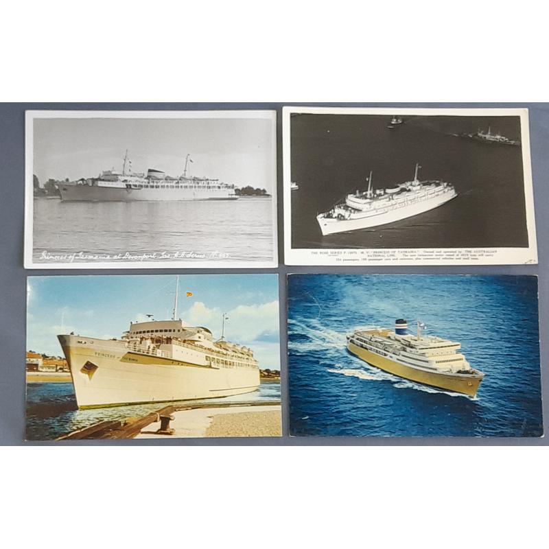 (CR1019) TASMANIA · 1950s/50s: 4 cards (2x real photo, 2x printed) w/views of the Bass Strait Ferry PRINCESS OF TASMANIA · some minor imperfections however all are quite displayable (4)