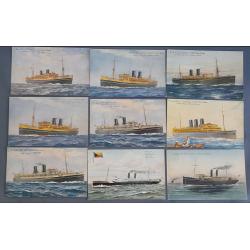 (CR1017L) GREAT BRITAIN · 1910s/30s: 24 diff colour postcards featuring views of 23 P&O Liners all of which served routes from G.B. to India/Ceylon and Australia, etc. · 3 cards have been used · mostly in excellent to fine condition (3 images)