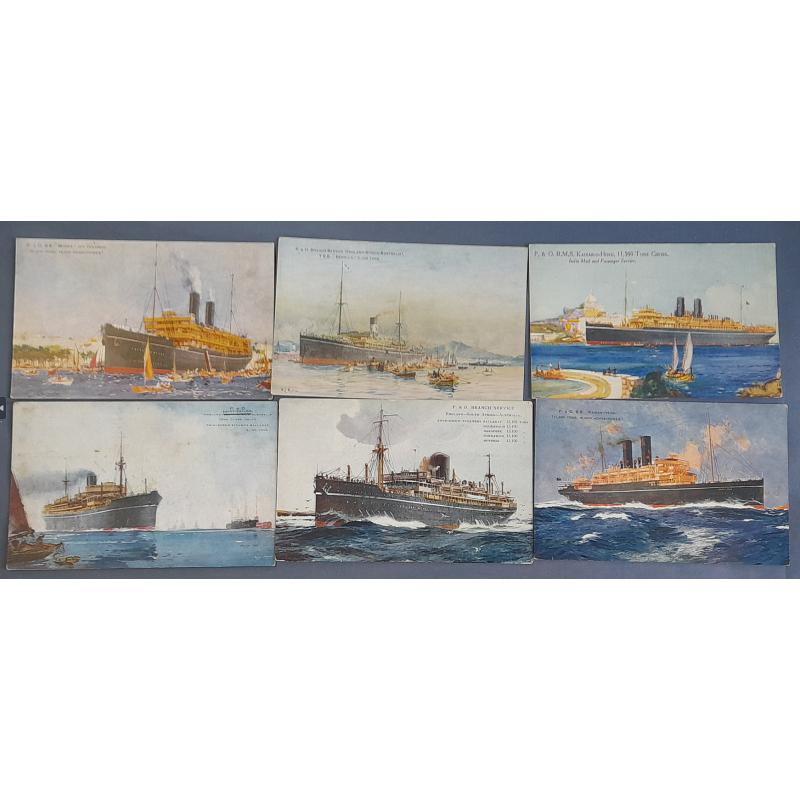 (CR1017L) GREAT BRITAIN · 1910s/30s: 24 diff colour postcards featuring views of 23 P&O Liners all of which served routes from G.B. to India/Ceylon and Australia, etc. · 3 cards have been used · mostly in excellent to fine condition (3 images)