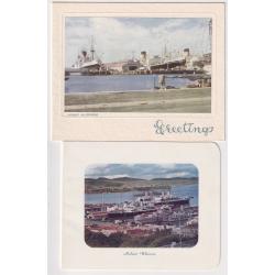 (CR1024) TASMANIA · 1930s: two used Greetings Cards both by "Tasman" with views of the HOBART WHARVES / WATERFRONT both in fine condition (2 images)