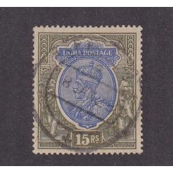 (CR1033) INDIA · 1913: used 15Rs blue & olive KGV defin SG 190 in excellent condition · c.v. £42 (2 images)