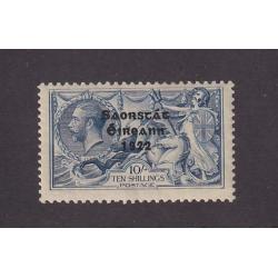 (DA1187) IRELAND · 1922: mint 10/- dull grey-blue KGV Seahorses with Type 5 o/prnt by Thom SG 66 · excellent condition front and gumside · c.v. £225 (2 images)