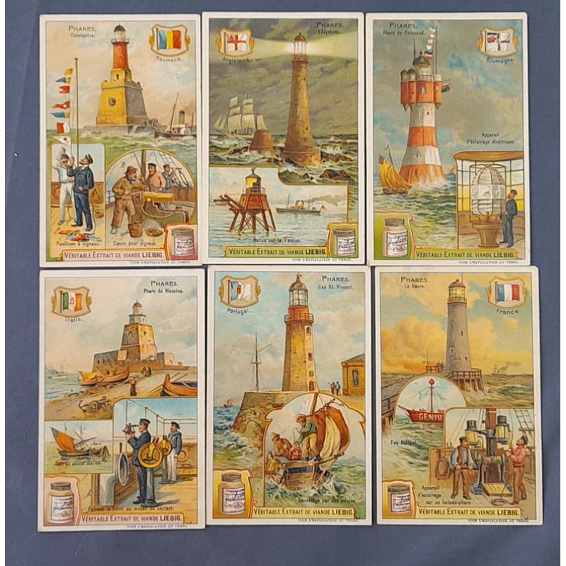 (EE1373) FRANCE · c.1900: set of six Liebig cards featuring colour illustrations of European Lighthouses all in fine condition (6)