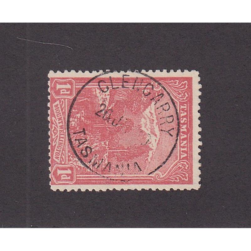 (EE1453) TASMANIA · 1910: a clear strike of the GLENGARRY Type 2 cds on a 1d Pictorial · postmark is rated R(8)