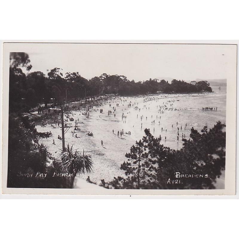 (FE1056) TASMANIA · c.1950: unused real photo cards by the "Breadens" w/view of SANDY BAY BEACH · does not have a "postcard back" but this is normal for period · fine condition