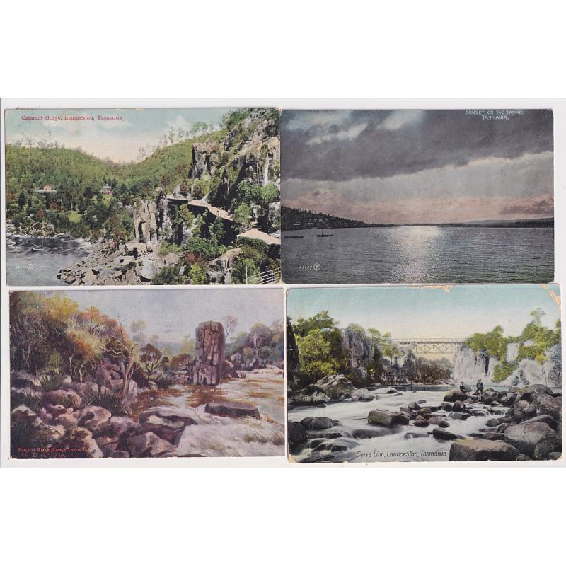 (FG1110) TASMANIA · c.1910: four cards by Valentine et al featuring LAUNCESTON & ENVIRONS views · condition is mixed but all are displayable · please view largest image (4)