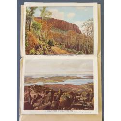 (FG1120) TASMANIA · c.1950: view folded by Ash Bester SCENES THAT ARE BRIGHTEST AT HOBART · cover has some wear but contents (comprising 12 large colour views) are in excellent condition (3 sample images)