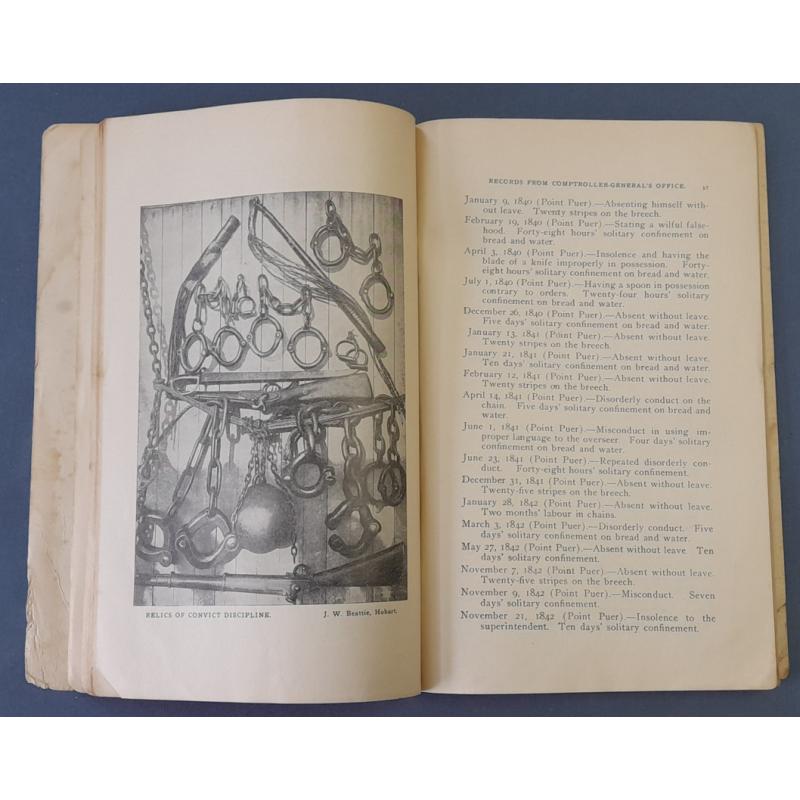 (FG11201L) TASMANIA · 1920s: PORT ARTHUR · GLIMPSES OF ITS STIRRING HISTORY compiled by J.W. Beattie · paperbavk of 100pp · cover showing signs of age but contents are quite OK · includes interesting adverts (4 sample images)