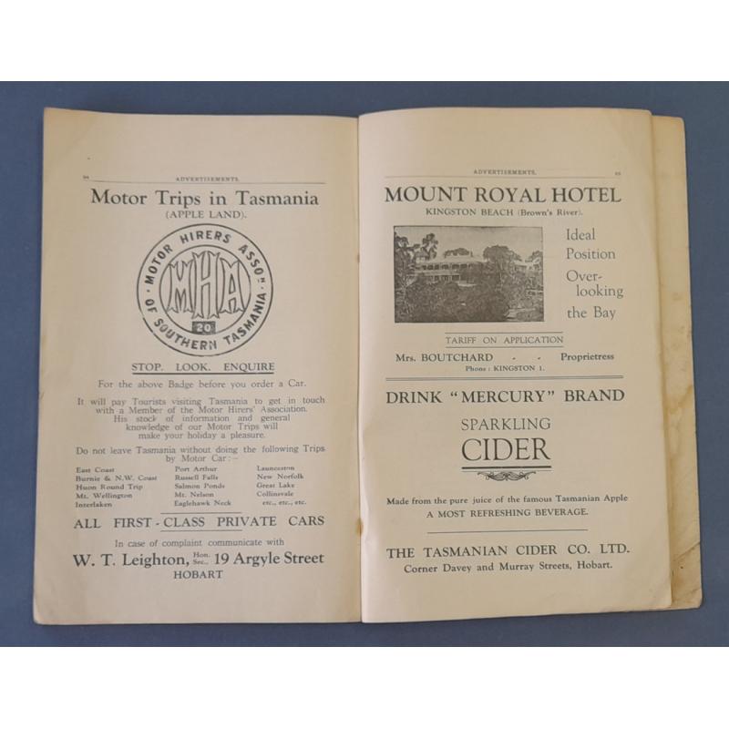 (FG11201L) TASMANIA · 1920s: PORT ARTHUR · GLIMPSES OF ITS STIRRING HISTORY compiled by J.W. Beattie · paperbavk of 100pp · cover showing signs of age but contents are quite OK · includes interesting adverts (4 sample images)