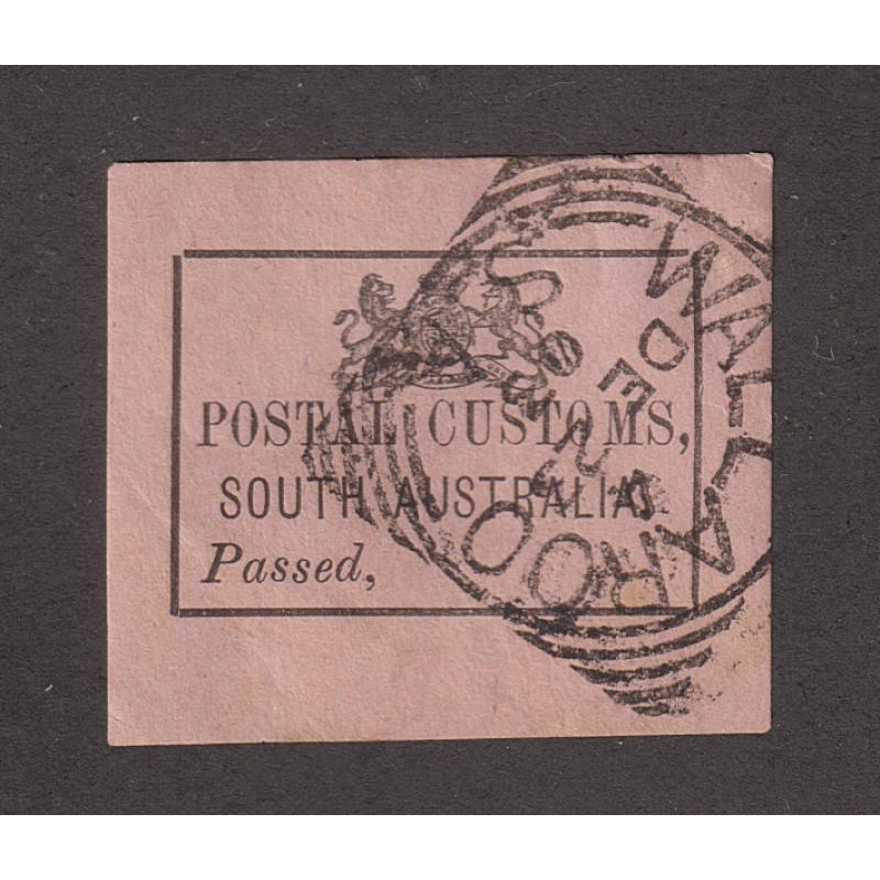 (FL1000) SOUTH AUSTRALIA · 1903: small POSTAL CUSTOMS SOUTH AUSTRALIA "Passed" label postmarked at WALLAROO · very nice condition