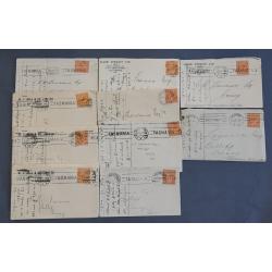 (FL1019B) AUSTRALIA · 1920/21: bundle of 38 small covers all from the same commercial correspondence to Cressy (TAS) all with 2d orange KGV defin franking · many covers have their original contents · mostly in excellent condition (3 images)