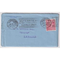 (FL1035) AUSTRALIA · 1918: small commercial cover mailed in Tasmania with single Die I 1d carmine-rose KGV defin franking showing the SUB-CLICHÉ variety BW 71(2)ka (2 images)