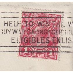 (FL1036) AUSTRALIA · 1918: small cover mailed in Tasmania with single 1d brown-red KGV defin BW 71W franking tied by a clear Hobart m/cancel · "on cover" c.v. AU$350 (2 images)