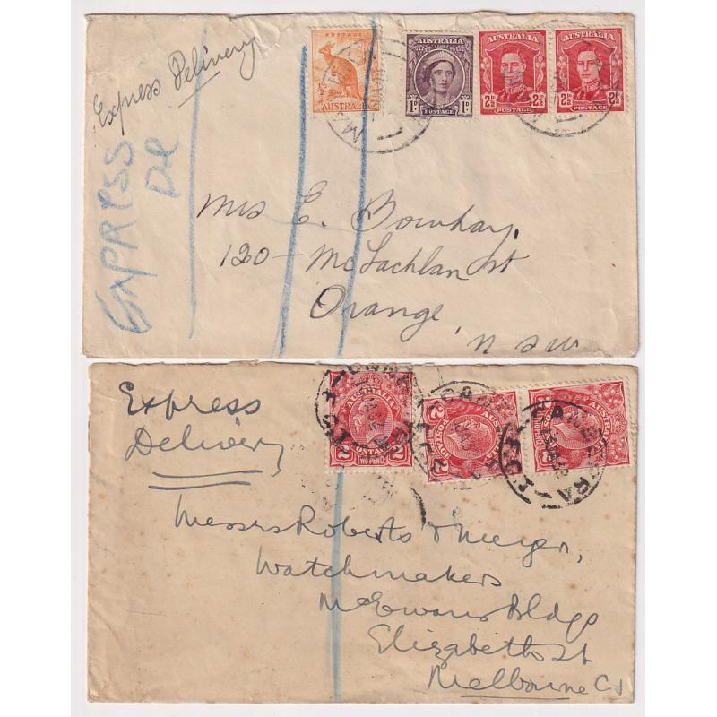 (GG1255) AUSTRALIA · 1932/44: two EXPRESS DELIVERY covers · mixed condition so please view both largest images (2)