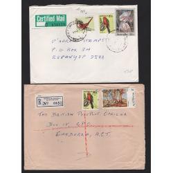 (GG15179) AUSTRALIA · 1981/86: four covers with the 60c King Parrot defin used as franking (or part thereof) · excellent condition throughout · air mail, certified/registered rates paid (2 images)