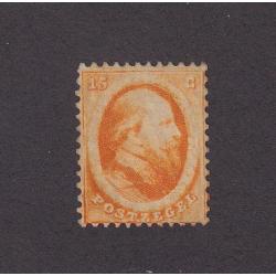 (HK1002) NETHERLANDS · 1864: very fresh mint 15c orange Willem III Scott #6 · lovely colour and condition · c.v. US$1050 (2 images)