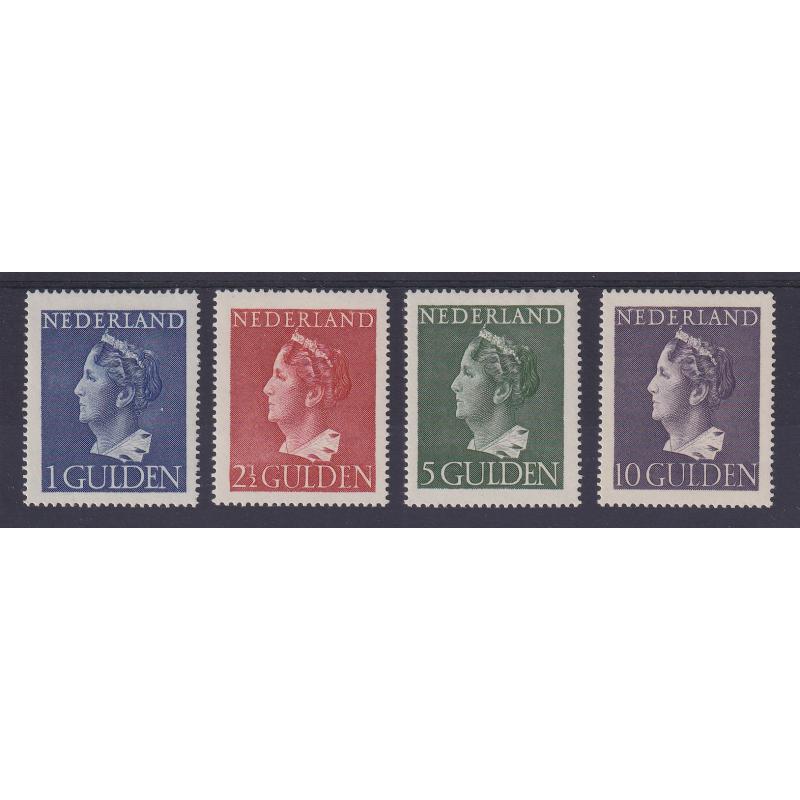 (HK1016) NETHERLANDS · 1946: mint Wilhelmina high values to 10g Scott #278/281 · all in fine condition front/reverse · c.v. US$200 (2 images)