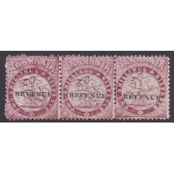 (HS1503) TASMANIA · fiscally used strip of 3x 2/6d carmine St. George & Dragon optd REVENUE perf.11.75 Craig 7.32b · excellent condition · total Elsmore online c.v. AU$30 (2 images)AU$90 (2 images)