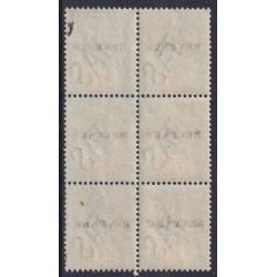 (HS1505) TASMANIA · 1900/44: used block of 6x £1 green & yellow QV Keyplate issue overprinted REVENUE Craig 7.70 · nice condition · total Elsmore online c.v. AU$210 · nice item (2 images)