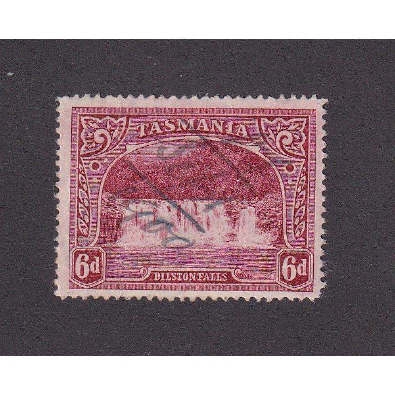 (HS1509) TASMANIA · 1900: fiscally used 6d lake Pictorial SG 236 · uncommon used thus as the stamp was only available for this use for 8 months