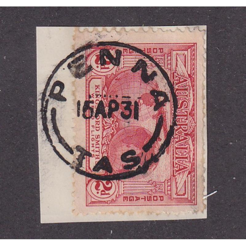 (JB1659) TASMANIA · 1931: a bold strike of the PENNA Type 4 cds on piece · postmark is rated 2R and this example is discernible from across the room!!