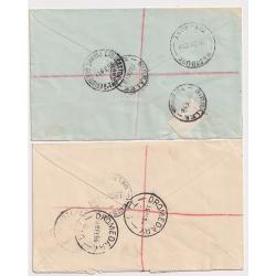 (JB1660) TASMANIA · 1945/58: four registered cover mailed from BIRRALEE, BELL BAY, DROMEDARY and WARATAH · any imperfections are minor · range of clear b/stamps "document" the journeys (4 images)