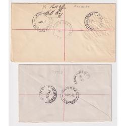 (JB1660) TASMANIA · 1945/58: four registered cover mailed from BIRRALEE, BELL BAY, DROMEDARY and WARATAH · any imperfections are minor · range of clear b/stamps "document" the journeys (4 images)