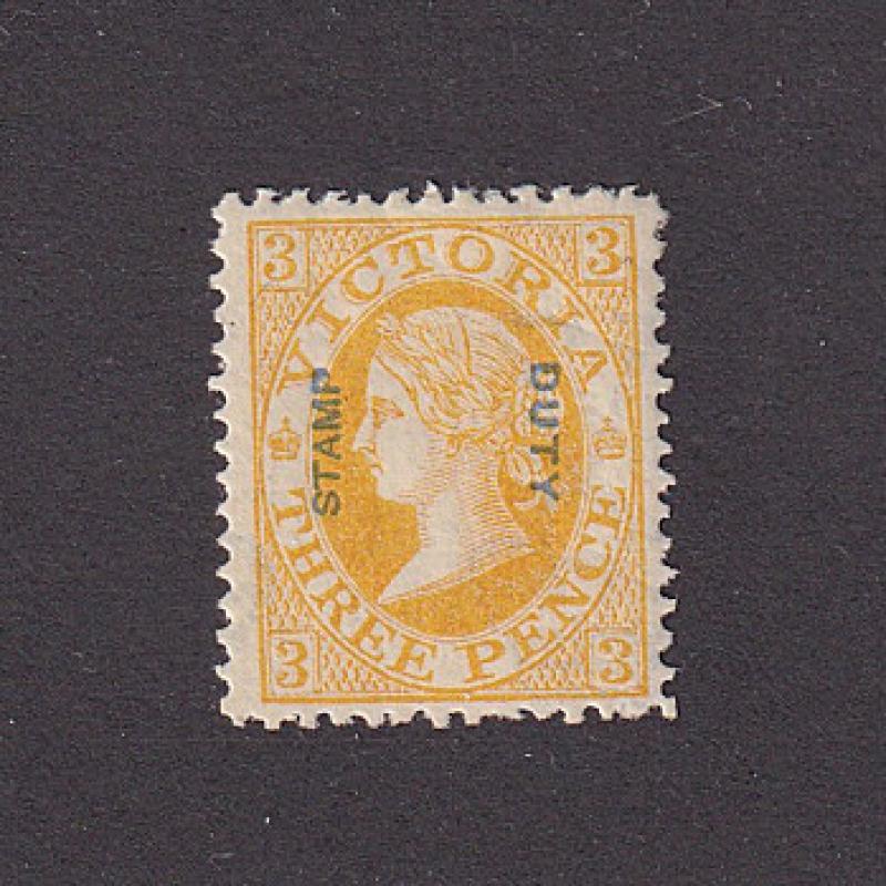 (LD1072) VICTORIA · 1885:mint STAMP DUTY o/printed 3d yellow-orange QV · some gum ageing · v.fresh appearance from money side · c.v. £80 (2 images)