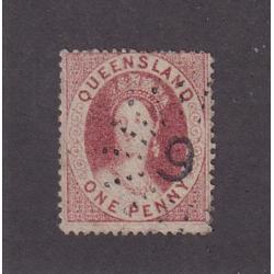 (LD1084) QUEENSLAND · 1860: used 1d carmine-rose QV Chalon (L Star Wmk · with clean-cut perfs) SG4 in very nice condition front/back · c.v. £400 (2 images)