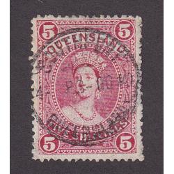 (LD1112) QUEENSLAND · 1910: used 5/- deep rose QV Chalon (Crown/A wmk) SG 310a · c.v. £90 (2 images)