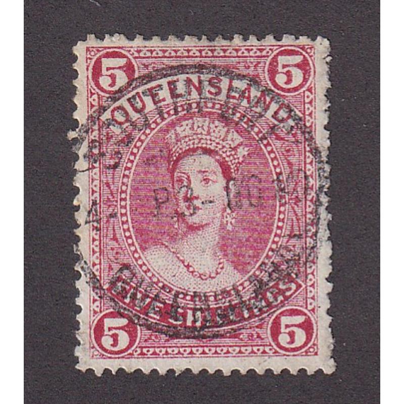 (LD1112) QUEENSLAND · 1910: used 5/- deep rose QV Chalon (Crown/A wmk) SG 310a · c.v. £90 (2 images)