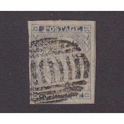 (LD1121) NEW SOUTH WALES · 1851: used Plate IV 2d ultramarine Sydney View  with double-lined bale and circle in stars SG 31 · 4 good to large margins · excellent condition · c.v. £225 (2 images)