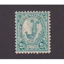 (LD1122) NEW SOUTH WALES · 1907: fresh mint 2/6d blue-green Lyrebird (Crown/A wmk) SG 363 · a very collectable example · c.v. £130 (2 images)